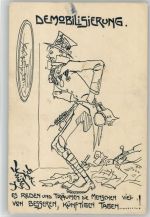 Demobilisierung Humor AK Deutschmeister Witwen und Waisenstiftung Nr. 54 Militär Karikatur Künstlerkarte