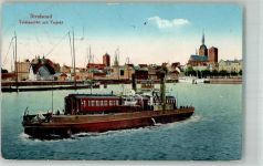 18435 O2300 Stralsund 1928 Foto AK Eisenbahn- Fähre