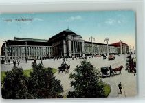 O7000 Leipzig Hauptbahnhof , Straßenbahn 1915 AK Bahnhof