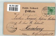 18435 O2300 Stralsund 1899 Gebrauchsspuren Lithographie Hafen Küther Tor Blick v. Bahnhof beschnitten