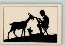 Tierschutzverein Berlin H II Nr. 51 - Kind porträtiert mit einer Ziege AK Krause-Carus, A.