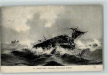 Untergang eines Schiffes - Rettungsboot holt Schiffbrüchige 1913 AK Schifffahrt