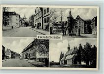 35321 W6312 Laubach , Hess 1953 - Straßenpartie, Schloss, Kirche AK