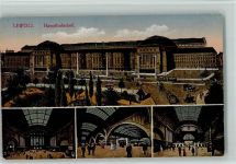 O7000 Leipzig Hauptbahnhof mit Innenansichten ca 1915 AK Bahnhof