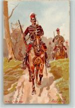 Serie von sign Louis Geens - Nr. 8 Armee Belge - Chasseurs cheval , gute Erhaltung Uniform Lithographie / Künstlerkarte