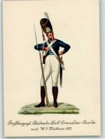 Deutsche Wehr am Oberrhein - Badische Leib Grenadier Garde Uniform Künstlerkarte