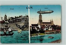89073 W7900 Ulm , Donau 1915 - Einst und Jetzt - Zeppelin , Sage AK