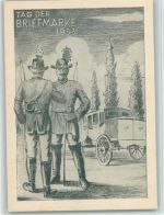 Tag der Briefmarke 1953 Saarbrücken und Stempel - Postillon Postkutsche Philatelistentag