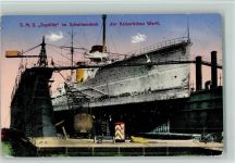 Schiff Seydlitz im Schwimmdock der Kaiserl. Werft Marine WK I