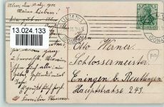 Kinder mit einem Ziehhornschlitten 1911 AK Neujahr Folienkarte / Lackkarte