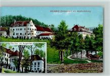 86381 W8908 Krumbad , Schwab 1913 Gebrauchsspuren mit Adelheisburg, Pavillon im Kurgarten AK