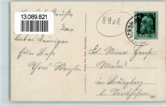 86381 W8908 Krumbad , Schwab 1913 Gebrauchsspuren mit Adelheisburg, Pavillon im Kurgarten AK