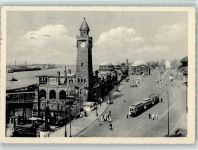 W2000 Hamburg St. Pauli Landungsbrücken , Straßenbahn AK Straßenbahn 1954