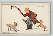 Serie 337-4 - Double Attaque - Junge und zwei Hunde , gute Erhaltung Philipp, F.