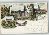 32457 W4952 Wittekindsburg a d Porta 1898 Gebrauchsspuren Gruss aus - Lithographie Hotel, Kapelle, Aussichtsturm - Flecken