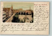 32049 W4900 Herford 1900 - Alter Markt, Kriegerdenkmal, gute Erhaltung AK