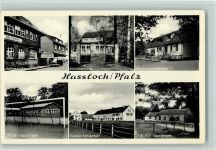 67454 W6733 Haßloch , Pfalz - V.f.B. Sportheim, Jahnstraße mit VW Bus, Schützenhaus, Naturfreundehaus , sehr gute Erhaltung AK