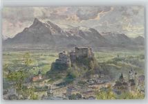Salzburg gegen Untersberg Compton, E. H. Künstlerkarte