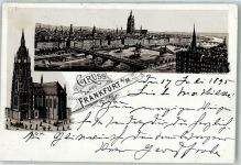 W6000 Frankfurt am Main Vorläufer Druck 1890-1895 , Lithographie Dom Vorläufer 1895 Gebrauchsspuren