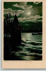 W8990 Lindau (Bodensee) Künstlerpostkarte Nr. 1755 - Am Pulverthurm Zieher Ottmar Lithographie / Mondschein