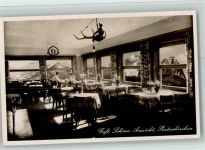 82467 W8100 Partenkirchen 1940 Foto AK Cafe Schöne Aussicht Innenansicht und Cafe Stempel AK