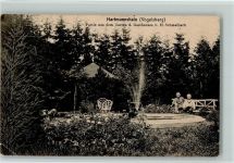 W6424 Hartmannshain Garten des Gasthauses von Schmalbach AK Mandt 1929 Gebrauchsspuren