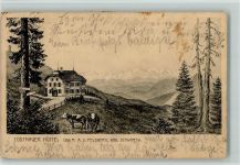 W7828 Feldberg , Schwarzwald Todtnauer Hütte Kühe Hüttenstempel Berghütte 1912 Künstlerkarte