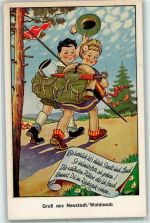 92660 W8482 Neustadt a.d.Waldnaab AK mit Leporello Paar Wandern Rucksack Hut