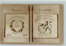 Zürich Fahnenweihe Tonhalle Zürich 1908 AK Gestickte Fahne 1908 Foto AK