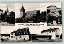 65812 W6232 Neuenhain , Taunus 1955 Foto AK Schule, Kirche, Rathaus, gute Erhaltung AK