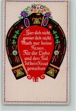 als Hufeisen mit Spruch - Serie 8 Nr. 4 - AK Lebkuchen