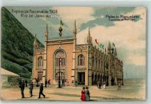 Rio de Janeiro 1908 Künstlerkarte Exposicao Nacional Palacio Manuelino Exposicao de Portugal sign