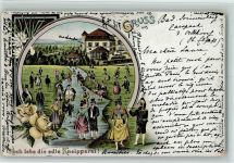 W8999 Aspach Gruss aus - Kneipperei , Wassertreten - Litho Kur 1902 Gebrauchsspuren