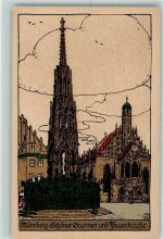 W8500 Nürnberg Schöner Brunnen und Frauenkirche sign Künstlersteindruck