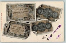 Franken AK Geldschein auf AK 1901 Gebrauchsspuren