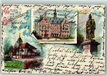 10115 W1000 Schöneberg 1903 Lithographie Rathaus Denkmal Kaiser Wilhelm I. Alte Kirche und Pfarrhaus