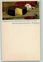 Ditta Pelagatti Parma Käse Katze sign. Lebensmittel 1900 Lithographie / Künstlerkarte