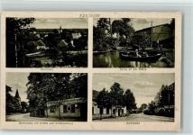 16515 O1401 Zühlsdorf - Partie an der Mühle Ruderboot Dorfstraße mit Kirche und Gasthaus Schützenhaus