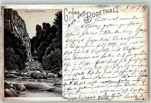 O4308 Bodetal Vorläufer Druck 1890-1895 Kronentempel Vorläufer Lithographie