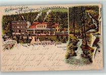 W3380 Goslar Restauration Pensionshaus Gosewasserfall Wasserfall Wasserfall 1896 Lithographie