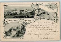 84529 W8261 Tittmoning Gebrauchsspuren Marktplatz, Teilansicht, Schloß AK
