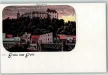 07973 O6600 Greiz Lithographie Oberes Schloss