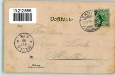 Gruss aus - Litho, Karussell, Zuckerbuden, Tanz AK Jahrmarkt 1899 Gebrauchsspuren