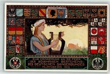 W8500 Nürnberg Achtes Sängerbundesfest Erinnerung an die Feier 50jähriges Bestehen deutscher Sängerbund sign C. Schmidt Sonderstempel Privatganzsache 1912 Künstlerkarte
