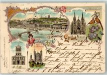 69000 Lyon 1897 Lithographie Vue Generale de la Saone et du Coteau de Fourviere Kirche Saint Nizer Kirche d`` Inay Abside de N.-D. de Fourviere Carl Künzli Zürich Dep. No. 869