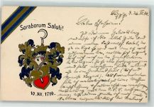 O7000 Leipzig Soraborum Saluti AK Studentenwappen 1934