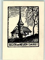 Handgemalt sign. GS Kirche Neujahr KEINE AK