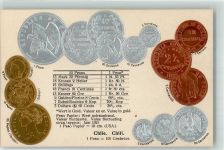 Prägedruck Münzenkarte Münzabbildungen Geld auf AK Lithographie