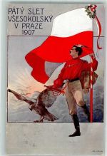 Prag Praha - Paty Slet Vsesokolsky 1907 Turnfest Fahne Greifvogel