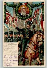 W8500 Nürnberg X. Deutsches Turnfest 1903 Offiz. Postkarte der Festleitung Nr 5 Aus dem Festspiel Die Lützower im Festzug Privatganzsache Lithographie
